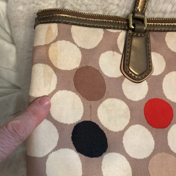 COACH Authentic Polka Dot Poppy Watercolor Tote Bag & Matching Small Wristlet - Picture 8 of 16